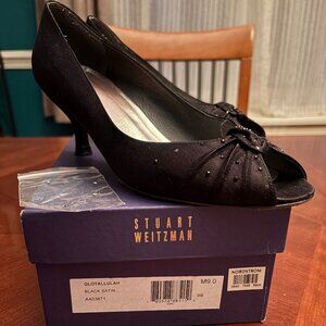 Stuart Weitzman Black Satin Pumps 9.0 M
